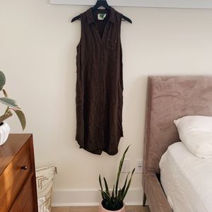 Anthropologie EUC Olive Drab Embroidered Dress